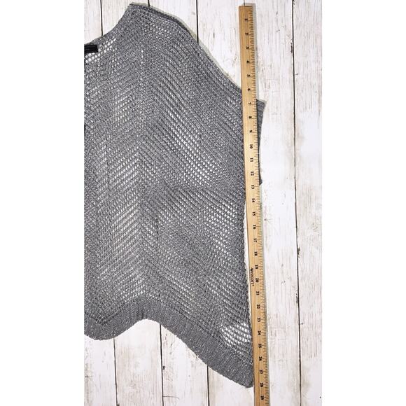 NWT BCBGMaxAzria Silver Metallic Crochet Poncho Sweater - Picture 4 of 10